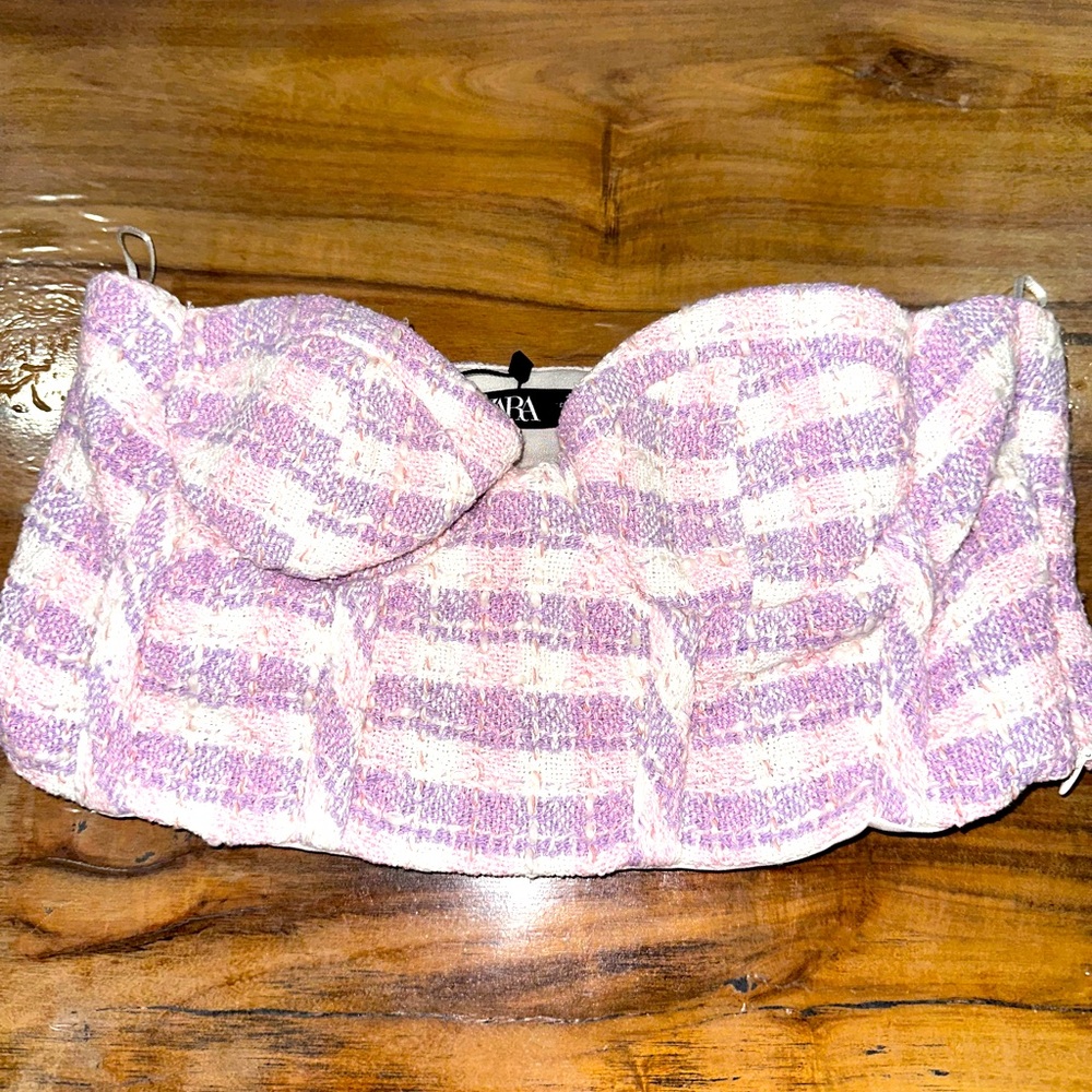 Zara Quilted Ribbed Bustier Crop Top